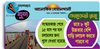 অনিয়ন্ত্রিত ভাবে গাড়ী চলাচলে জ্যাম লাগায় যাত্রীরা ওয়াকওয়ে দিয়ে সেতু পার হচ্ছে